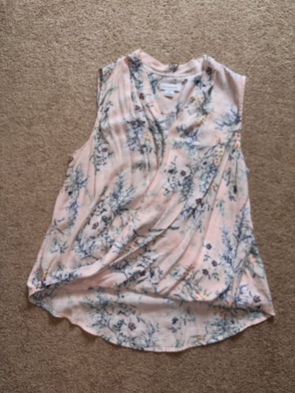 Liz Claiborne Light Pink Blue Floral Sleeveless Top XL